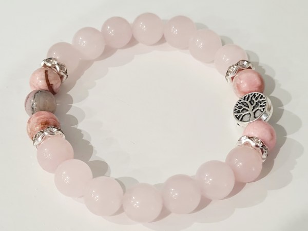 Bracelet quartz rose rhodochrosite